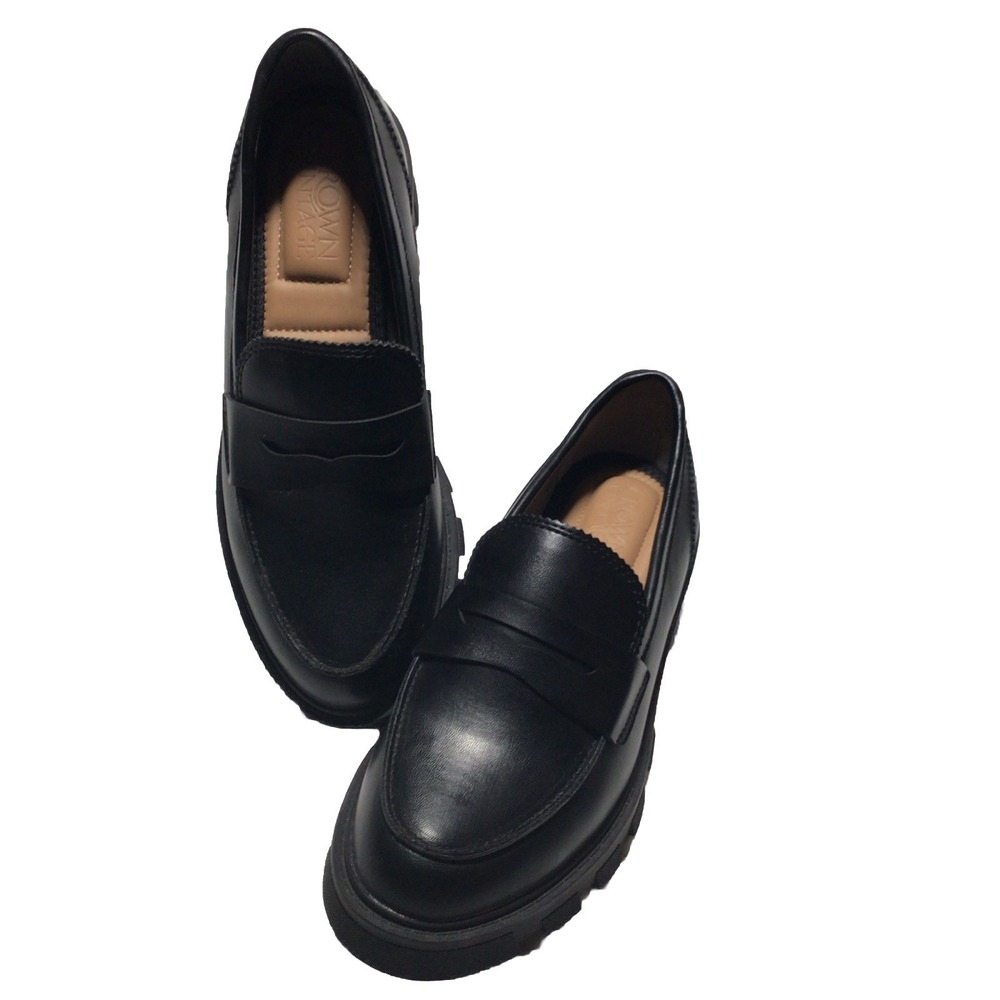 Crown Vintage Women's Lane Black Chunky Lug Sole Penny Loafer Size 6